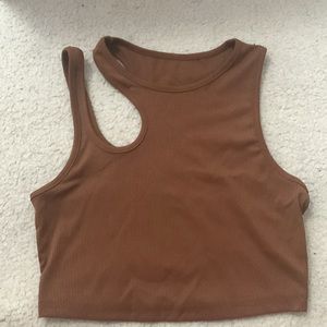 S | brown cut out crop top